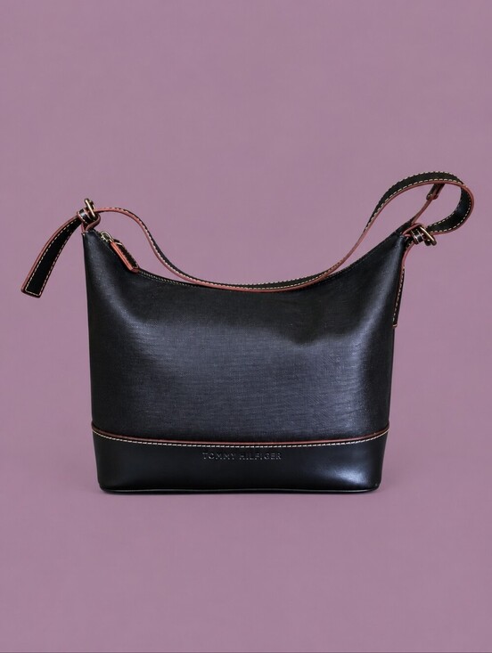 Tommy Hilfiger Handbags - TOMMY HILFIGER Black Vinyl Shoulder Bag